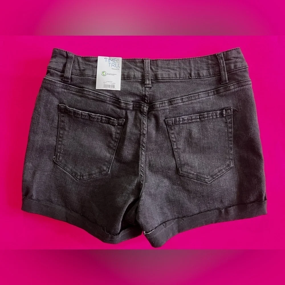 Time tru Core Short Relaxed Fit short black jeans size 8 Rayon Made in chine